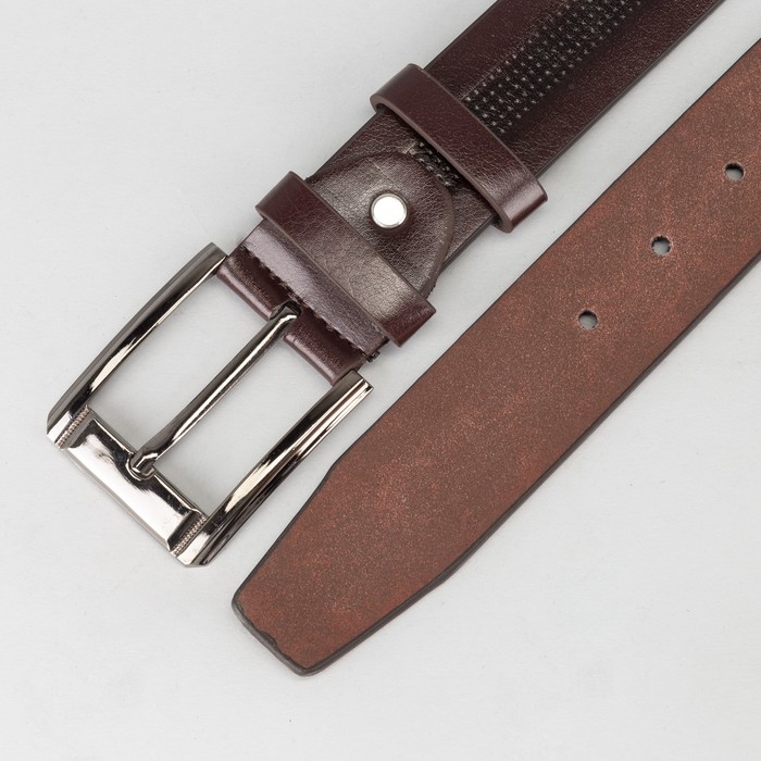 Ремень мужской "Великан", винт, пряжка тёмный металл, ширина - 4см, длина от 140см, цвет коричневый