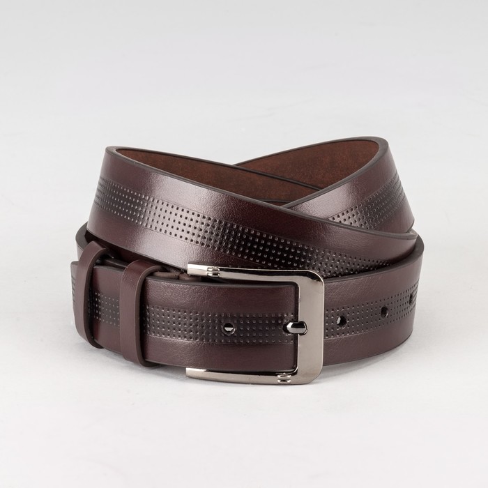 Ремень мужской "Великан", винт, пряжка тёмный металл, ширина - 4см, длина от 140см, цвет коричневый