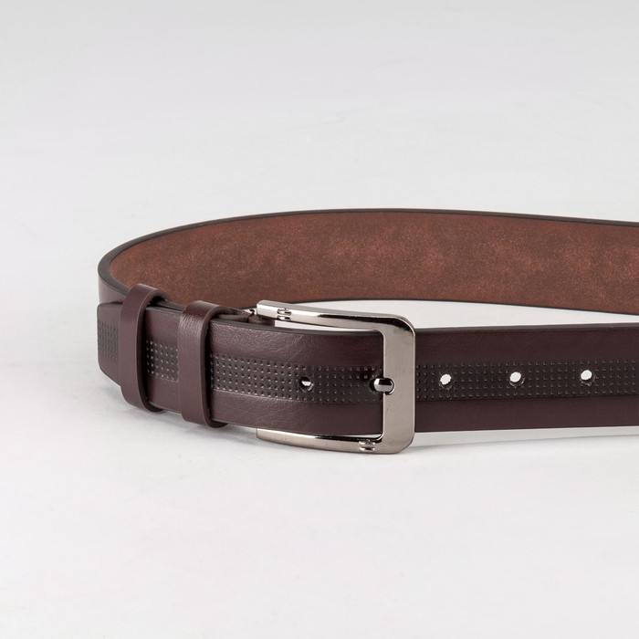 Ремень мужской "Великан", винт, пряжка тёмный металл, ширина - 4см, длина от 140см, цвет коричневый
