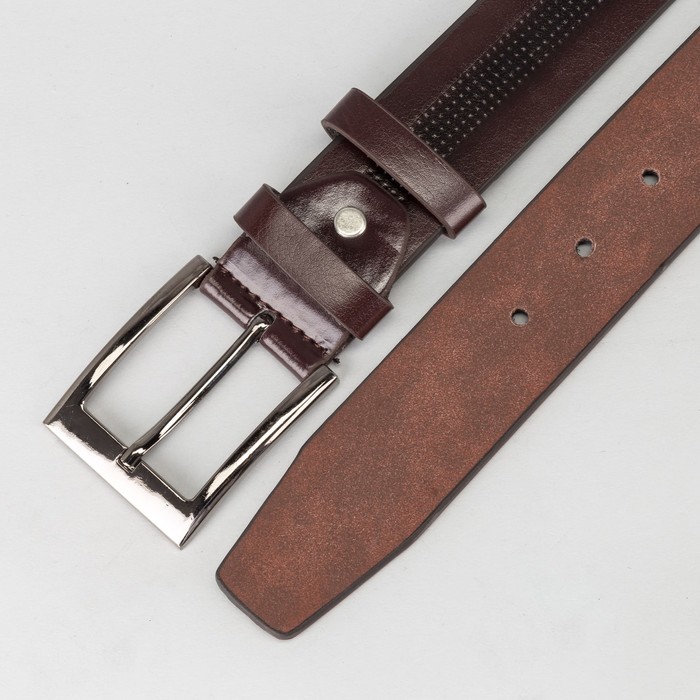 Ремень мужской "Великан", винт, пряжка тёмный металл, ширина - 4см, длина от 140см, цвет коричневый