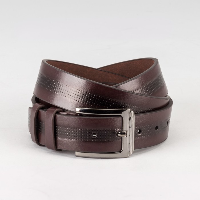 Ремень мужской "Великан", винт, пряжка тёмный металл, ширина - 4см, длина от 140см, цвет коричневый