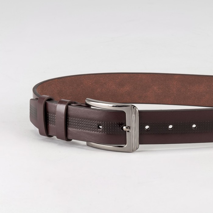 Ремень мужской "Великан", винт, пряжка тёмный металл, ширина - 4см, длина от 140см, цвет коричневый