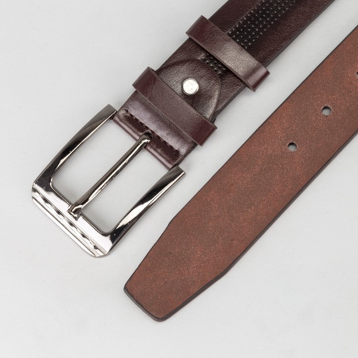 Ремень мужской "Великан", винт, пряжка тёмный металл, ширина - 4см, длина от 140см, цвет коричневый