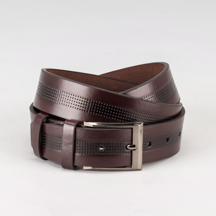 Ремень мужской "Великан", винт, пряжка тёмный металл, ширина - 4см, длина от 140см, цвет коричневый