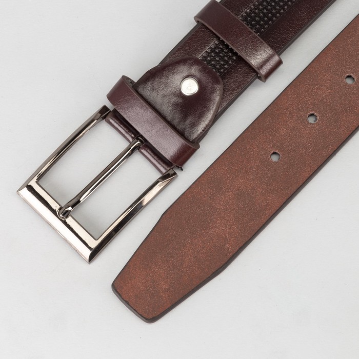 Ремень мужской "Великан", винт, пряжка тёмный металл, ширина - 4см, длина от 140см, цвет коричневый