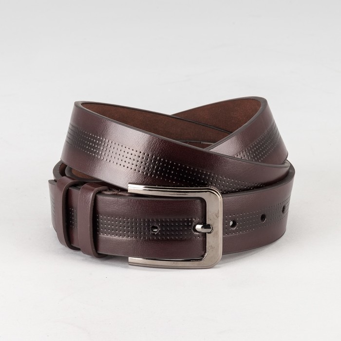 Ремень мужской "Великан", винт, пряжка тёмный металл, ширина - 4см, длина от 140см, цвет коричневый