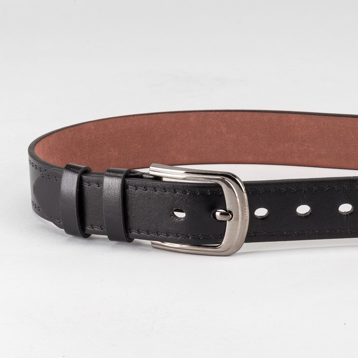 Ремень мужской "Великан", винт, пряжка и хомут тёмный металл, ширина - 4см, длина от 140см, цвет чёрный