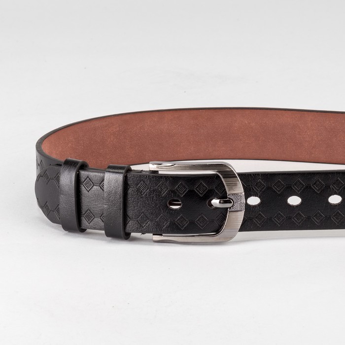 Ремень мужской "Великан", винт, пряжка и хомут тёмный металл, ширина - 4см, длина от 140см, цвет чёрный