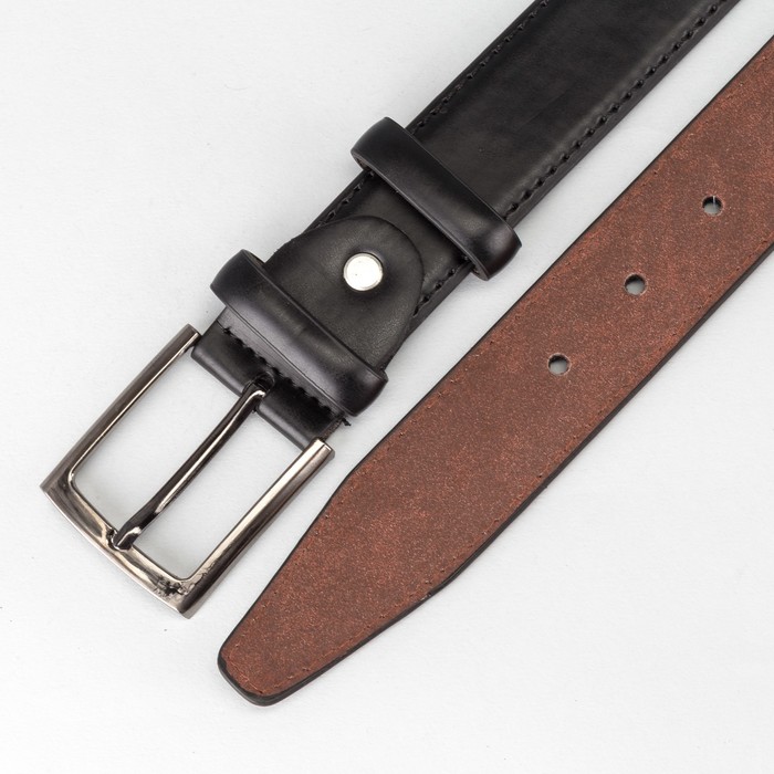 Ремень мужской "Великан", винт, пряжка под металл, ширина - 3,5см, длина от 140см, цвет чёрный