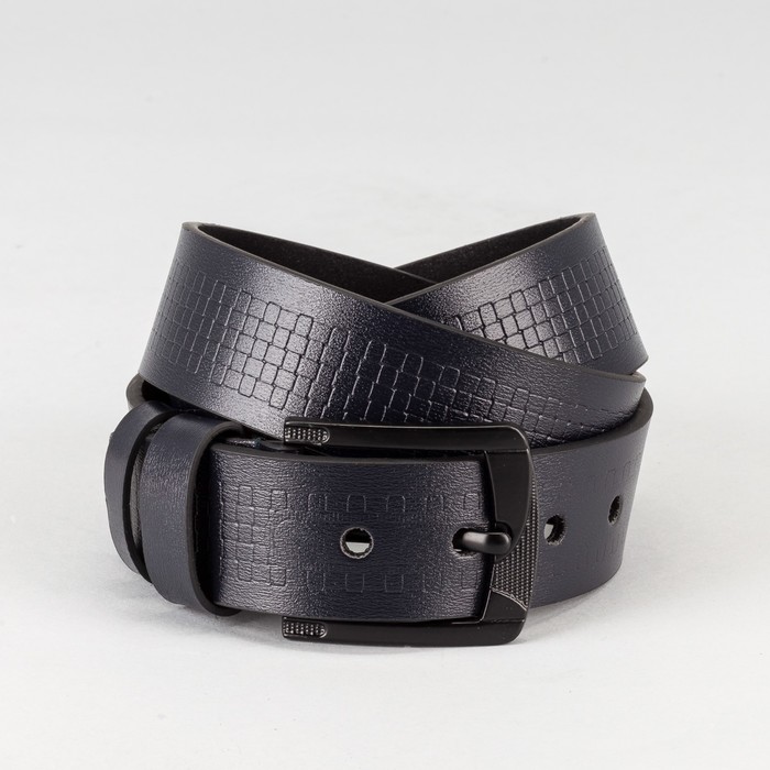 Ремень мужской, гладкий, пряжка тёмный металл, ширина - 3,5 см, цвет чёрный