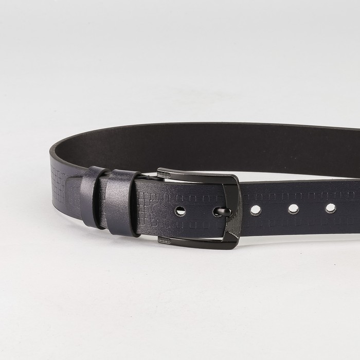 Ремень мужской, гладкий, пряжка тёмный металл, ширина - 3,5 см, цвет чёрный