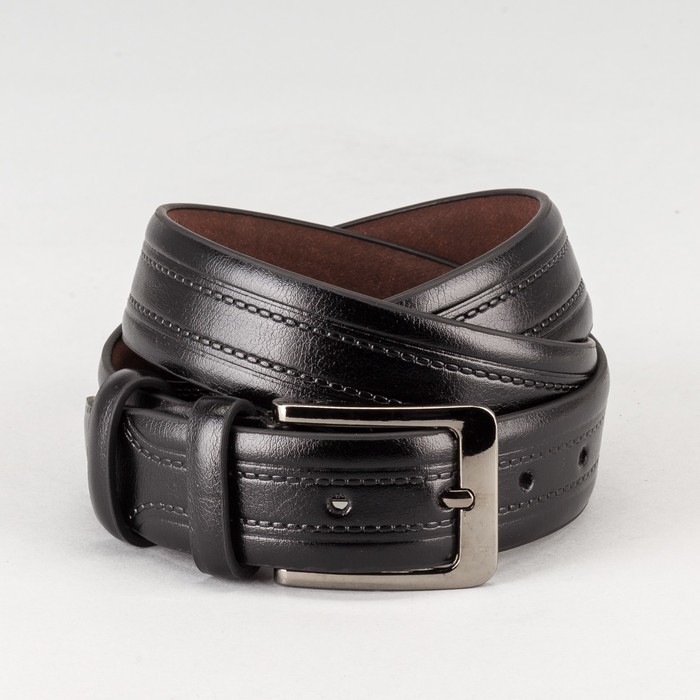 Ремень мужской, пряжка тёмный металл, ширина - 3,5 см, цвет чёрный