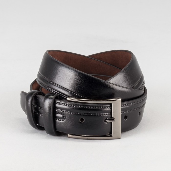Ремень мужской, пряжка тёмный металл, ширина - 3,5 см, цвет чёрный