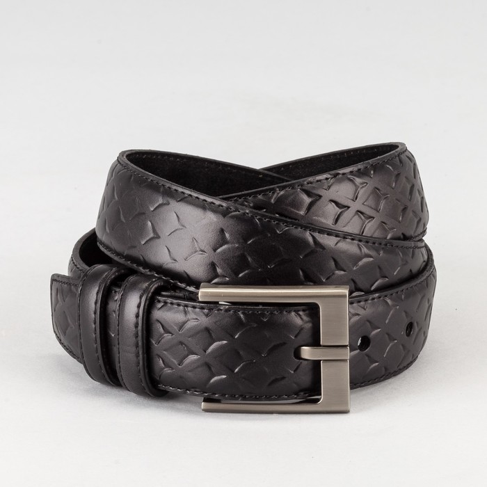 Ремень мужской, пряжка тёмный металл, ширина - 3,5 см, цвет чёрный