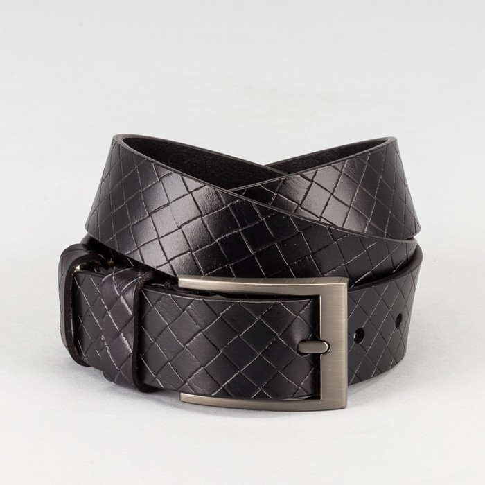 Ремень мужской, пряжка тёмный металл, ширина - 3,5 см, цвет чёрный