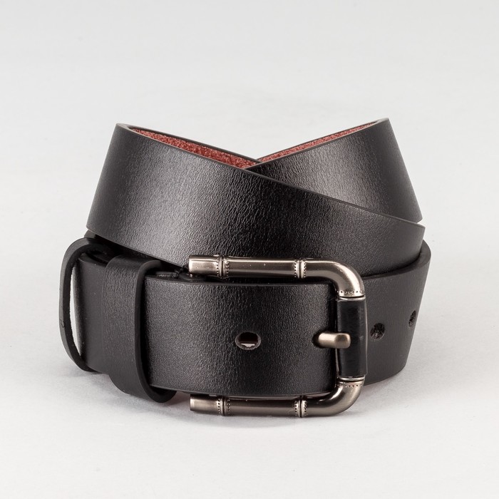 Ремень мужской, гладкий, пряжка тёмный металл, ширина - 4 см, цвет чёрный