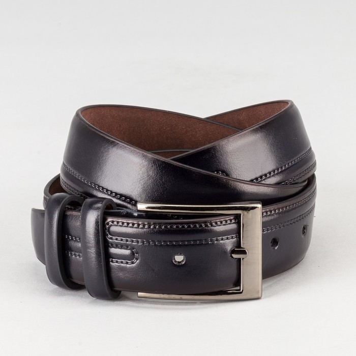 Ремень мужской, пряжка тёмный металл, ширина - 4 см, цвет чёрный