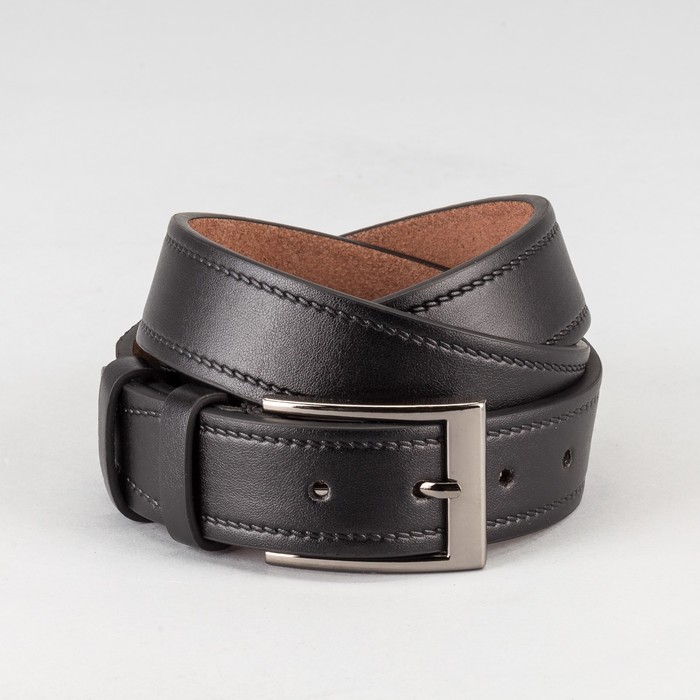 Ремень мужской, пряжка тёмный металл, ширина - 3,5 см, цвет чёрный