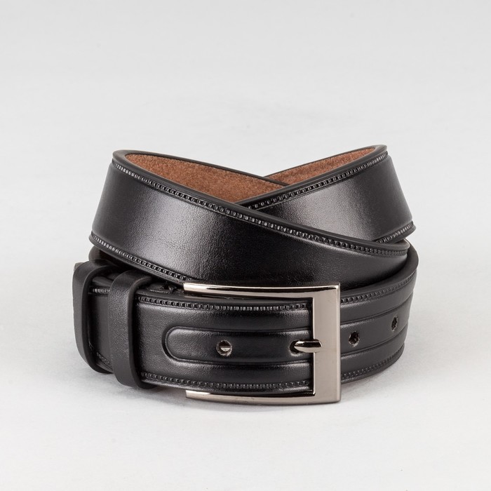 Ремень мужской, пряжка тёмный металл, ширина - 3,5 см, цвет чёрный