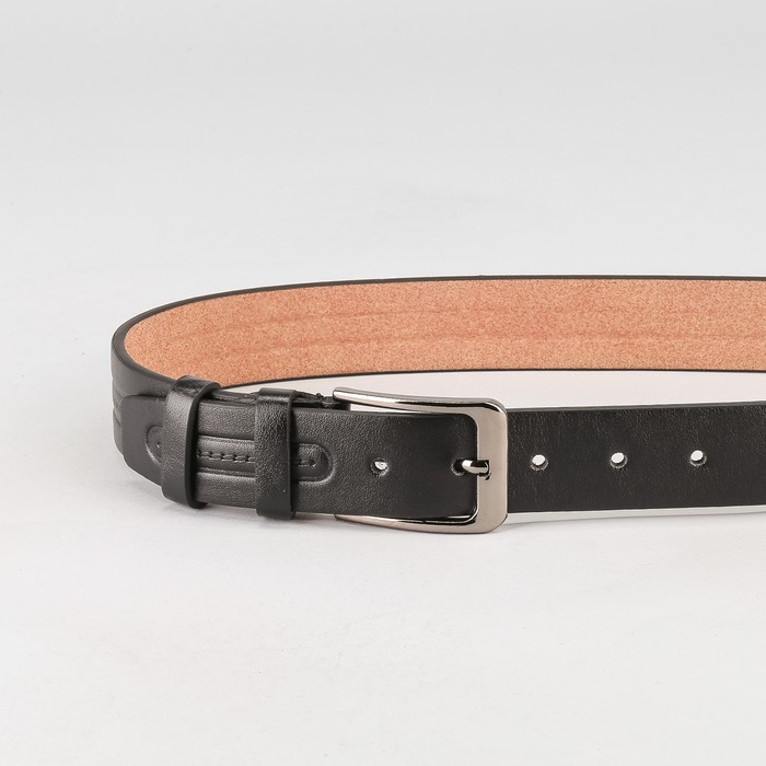 Ремень мужской, пряжка тёмный металл, ширина - 3,5 см, цвет чёрный