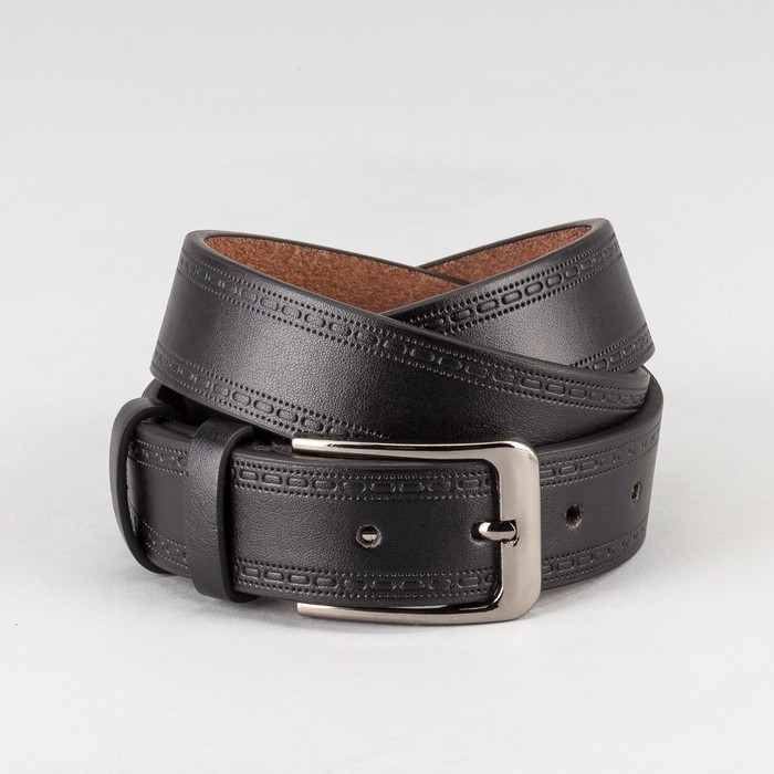 Ремень мужской, пряжка тёмный металл, ширина - 3,5 см, цвет чёрный