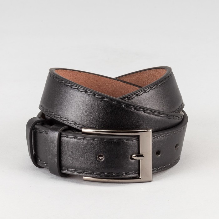 Ремень мужской, пряжка тёмный металл, ширина - 3,5 см, цвет чёрный