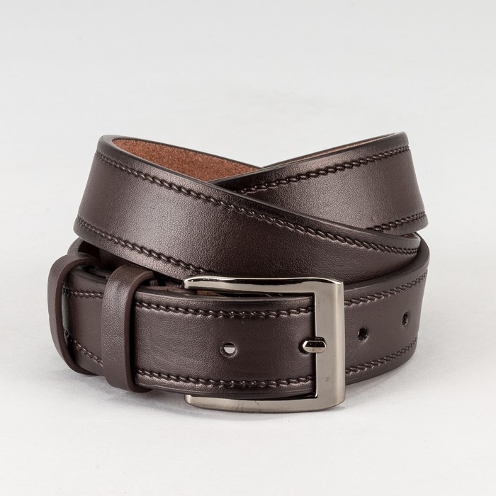 Ремень мужской, пряжка тёмный металл, ширина - 3,5 см, цвет коричневый