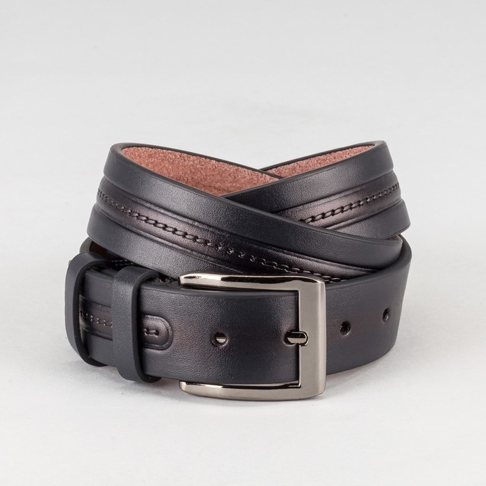 Ремень мужской, пряжка тёмный металл, ширина - 3,5 см, цвет синий