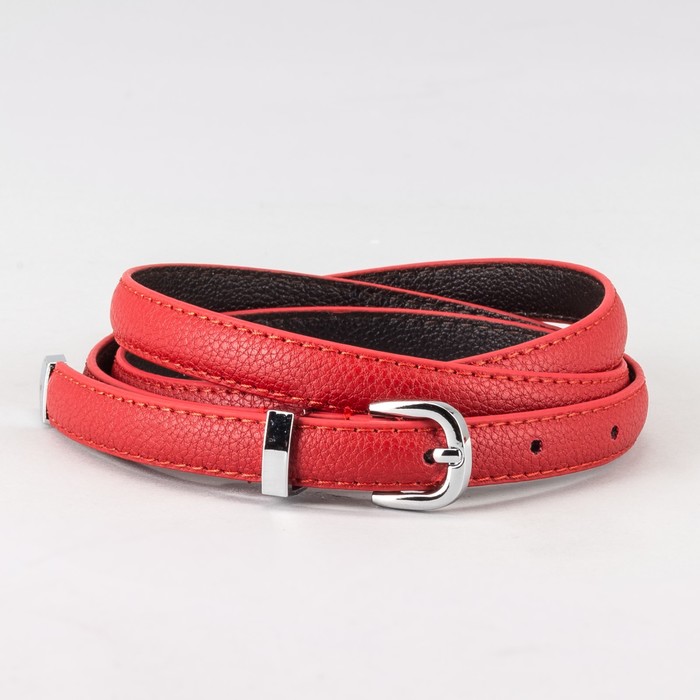 Ремень женский "Великан", пряжка и хомут под металл, ширина - 1см, длина от 110см, цвет красный