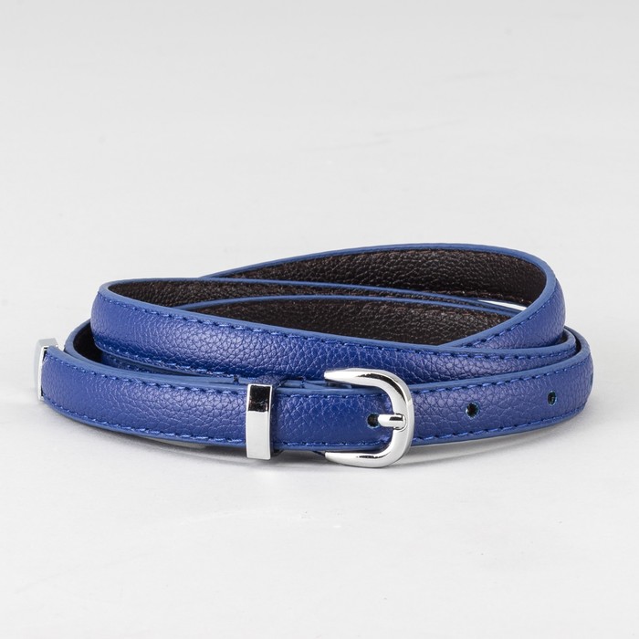 Ремень женский "Великан", пряжка и хомут под металл, ширина - 1см, длина от 110см, цвет синий