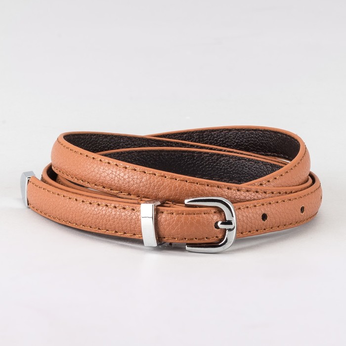 Ремень женский "Великан", пряжка и хомут под металл, ширина - 1см, длина от 110см, цвет рыжий