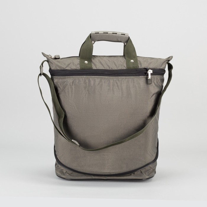 Сумка дачная на колёсах, 1 отдел на молнии, наружный карман, с расширением, цвет хаки/металл