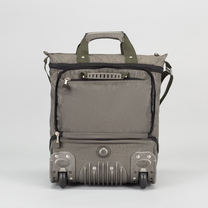 Сумка дачная на колёсах, 1 отдел на молнии, наружный карман, с расширением, цвет хаки/металл