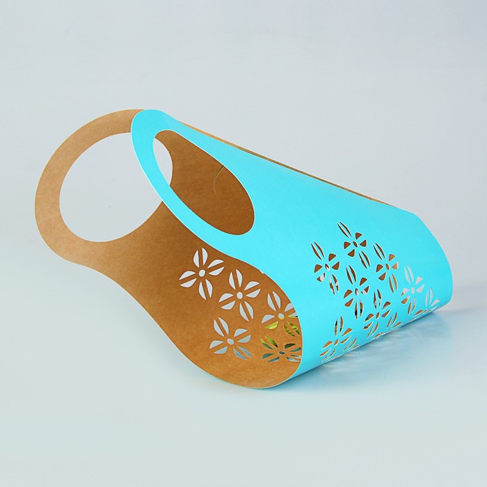 Пакет для цветов с вырубкой "Кувшин", бирюзовый, 37 х 18 см