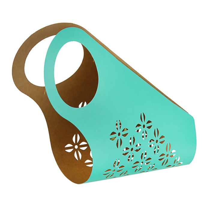 Пакет для цветов с вырубкой "Кувшин", светло-бирюзовый, 37 х 18 см