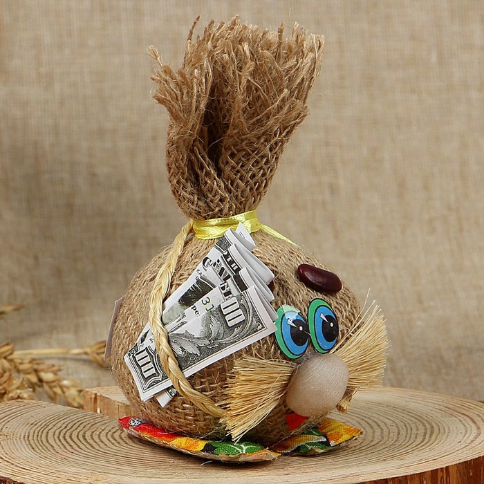 Оберег «Домовёнок Усатик», денежный, микс