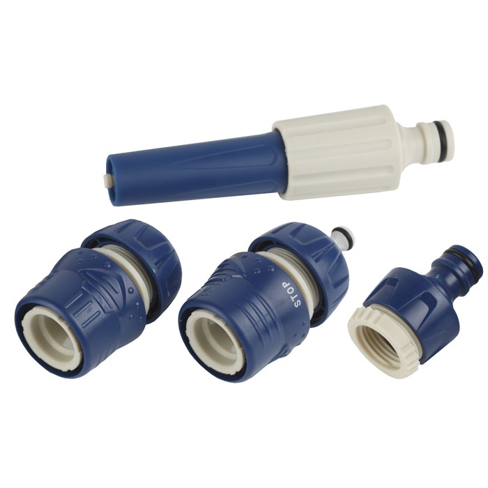 Набор: насадка для полива, коннектор, коннектор с аквастоп, адаптер, пластик