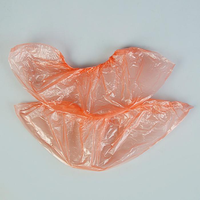 Бахилы оранжевые полиэтиленовые, детские, стандарт прочные, 300 х 100 мм., 1,5 г