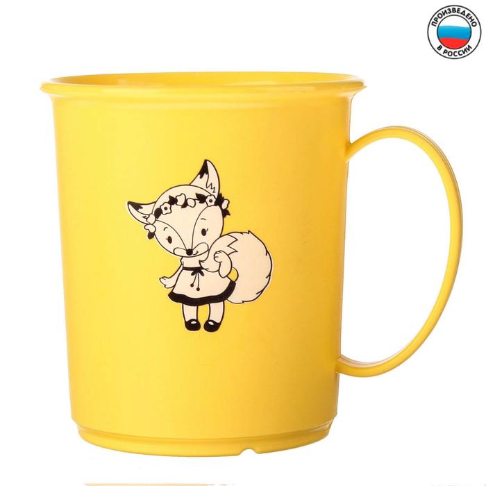 Кружка с декором 180 мл, детская, пластиковая, цвет жёлтый