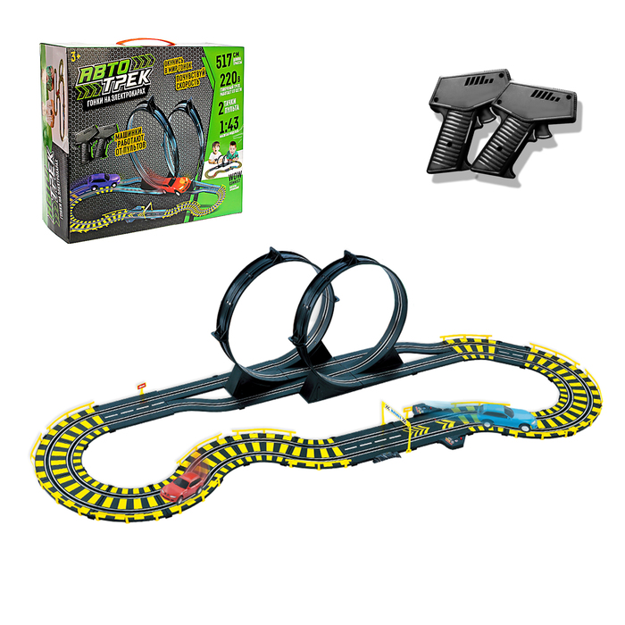 Автотрек "Мёртвая петля", работает от сети, 2 машины, длина трассы 517 см