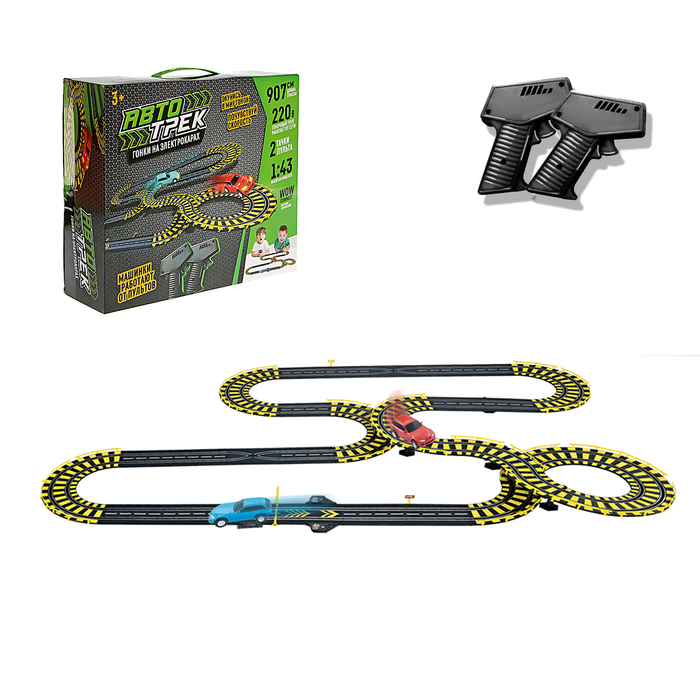 Автотрек "Гонка на электрокарах", работает от сети, 2 машины, длина трассы 907 см