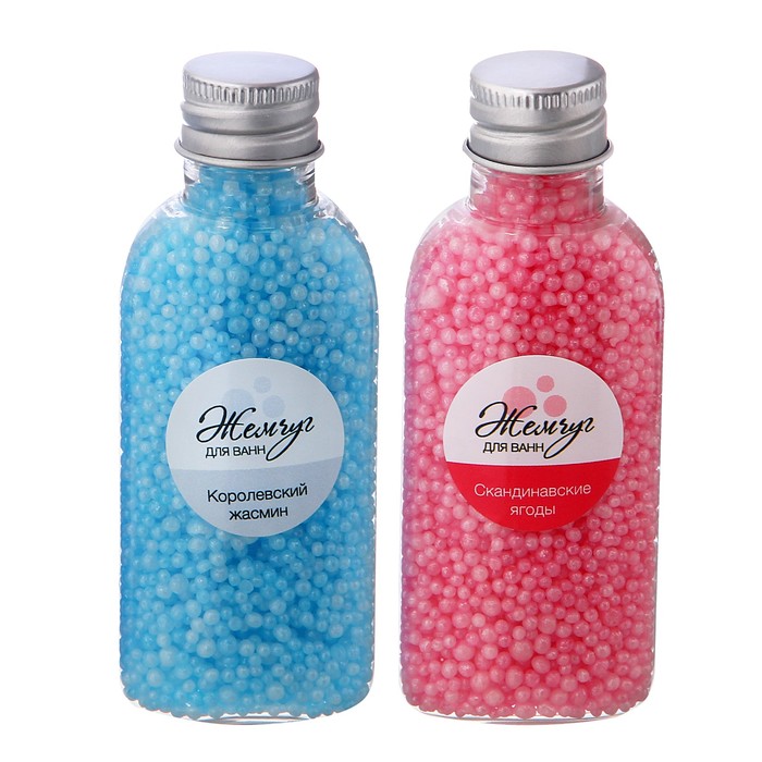 Подарочный набор "Люблю и дорожу": 2 флакона жемчужин для ванн и мыло