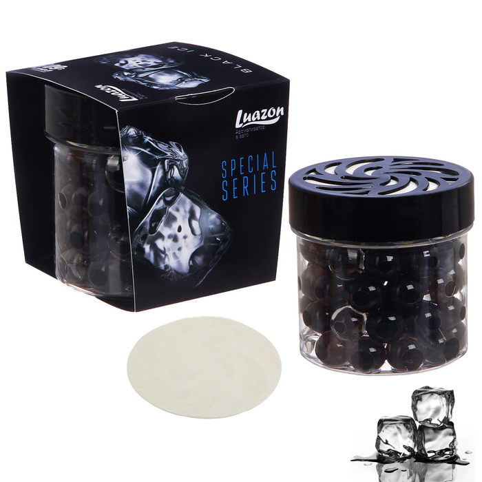 Ароматизатор на панель в банке с гелевыми гранулами "Черный лед"