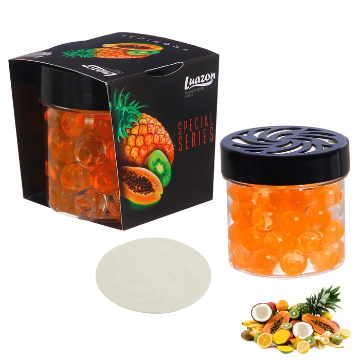 Ароматизатор на панель в банке с гелевыми гранулами "Тропик"