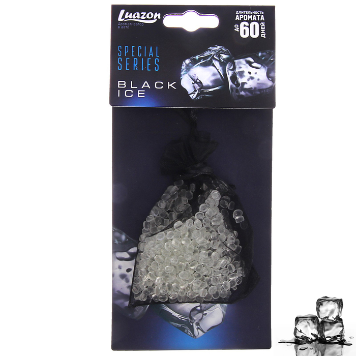 Ароматизатор на зеркало мешок с гелевыми гранулами "Черный лед"