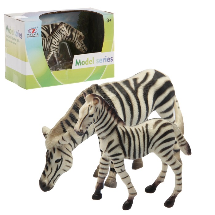 Набор животных "Зебра и бегемот", 2 фигурки, МИКС