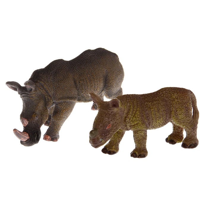 Набор животных "Носорог и слон", 2 фигурки, МИКС