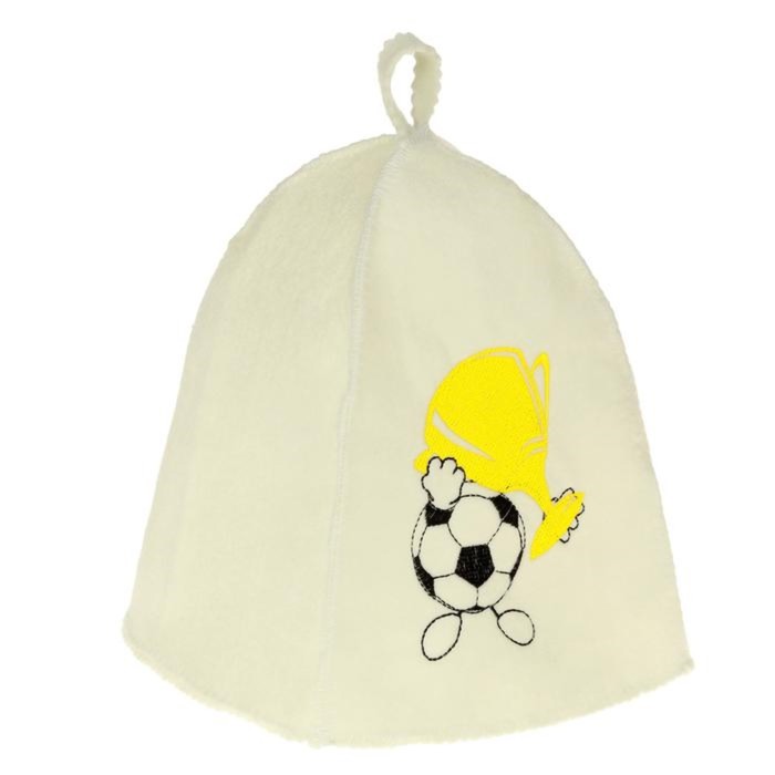 Банная шапка с вышивкой  "Мяч с кубком", первый сорт, ПРОМО