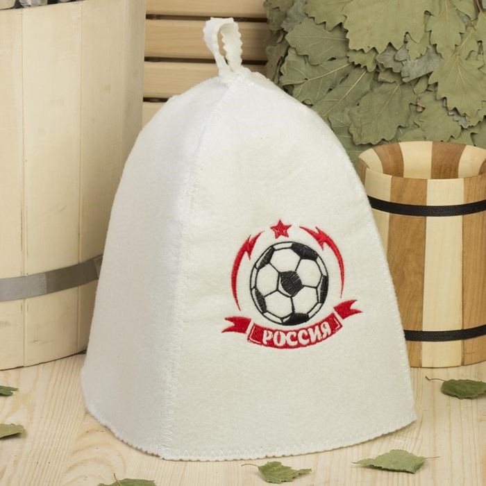Шапка банная с вышивкой "Россия", первый сорт, ПРОМО