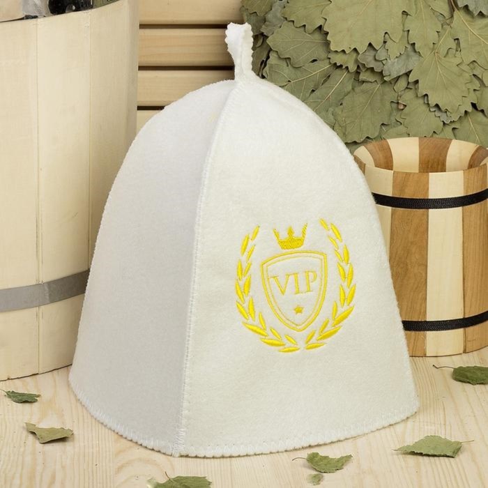 Шапка банная с вышивкой "VIP", первый сорт, ПРОМО